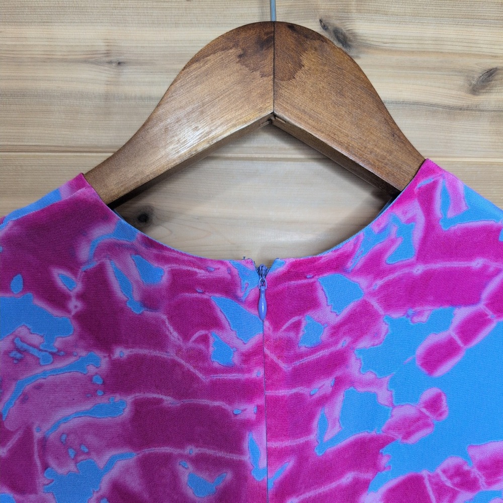 Altuzarra Kaya Silk Tie Dye Ruched Midi Dress Blue Pink Sleeveless Size 38 Italy - Picture 5 of 14